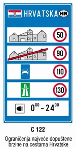 Ograničenja najveće dopuštene brzine na cestama Hrvatske