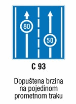 Dopuštena brzina na pojedinom prometnom traku