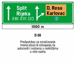 Predputokaz za označavanje imena izlaza ili izdvajanja na autocesti i cestama s raskrižjima u više razina