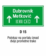 Putokaz na portalu iznad dvije prometne trake